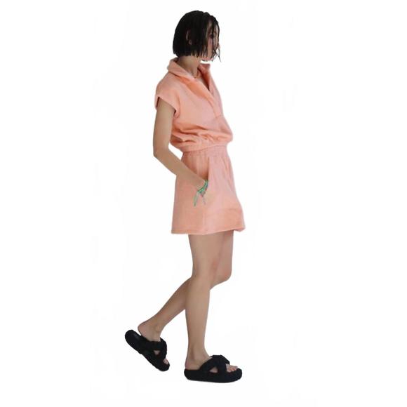 NEW MANTRA irie towel collar top in coral - Picture 1 of 2